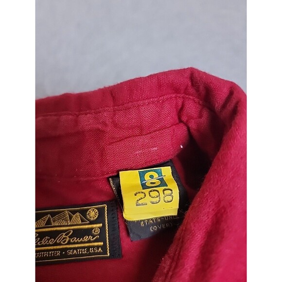 VTG Eddie Bauer Chamois Shirt Mens XL Red Flannel Cotton Heavy Outdoor 90s ISA - Picture 5 of 14